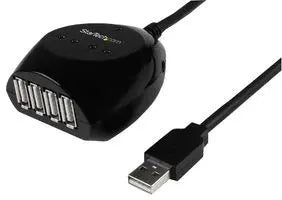 Câble USB, Fiche mâle vers hub 4 ports, 15 m, 49 ft, Noir. USB2EXT4P15M