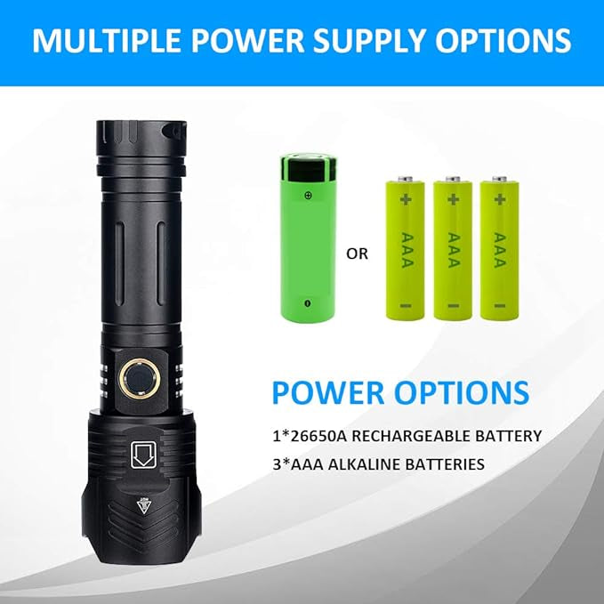 Kit de lampe de poche rechargeable tactique,3000 lumens Super Bright LED 5 modes zoomable neuve
