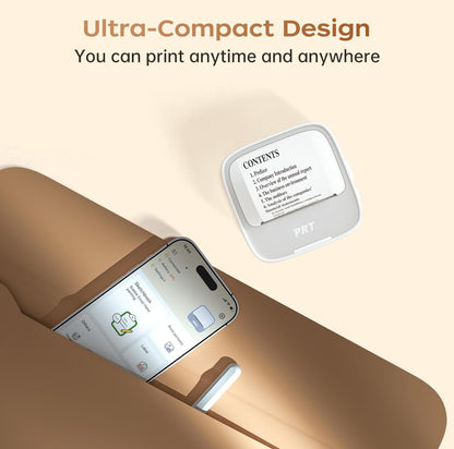 PRT Mini imprimante - Imprimante Thermique Portable sans Encre - Imprimante de Poche Bluetooth - Imprimante de téléphone pour étude, Graphiques, Photos