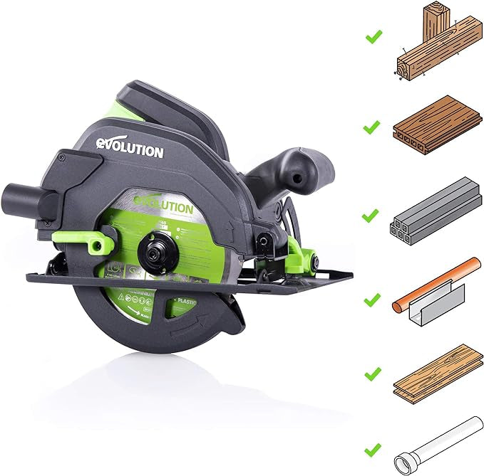Evolution Power Tools Scie Circulaire Multi-Matériaux, Découpe l’acier, l’aluminium, le bois clouté