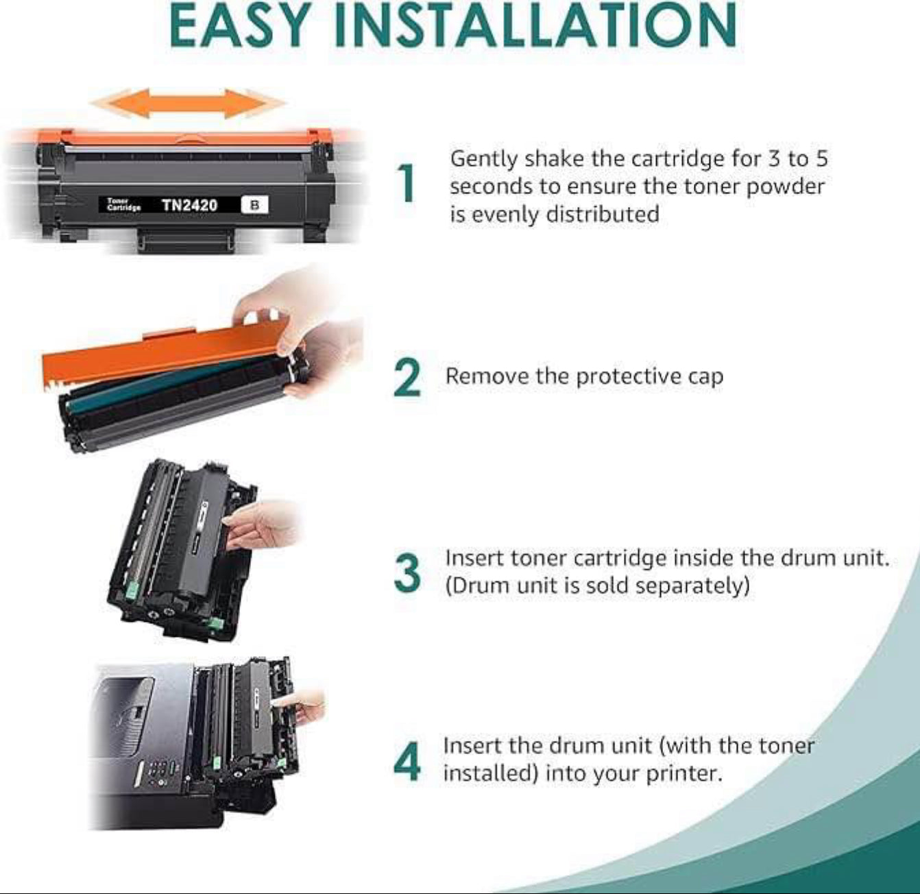 Cartouche de Toner Replacement pour Brother TN2410 Compatible pour Brother ( 2pces) neuf