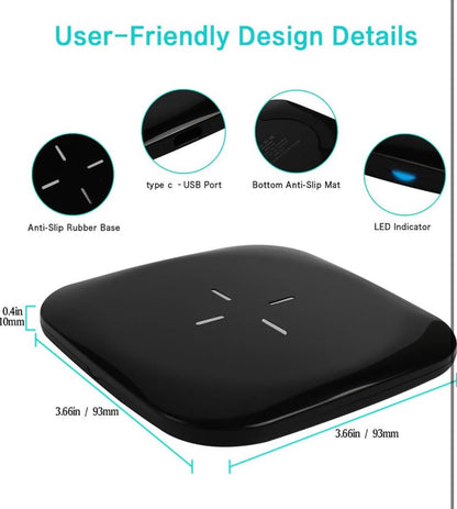 Chargeur sans fil 10W Qi Wireless Charge rapide Chargeur rapide Compatible avec X / 8 Plus/XS/XS MAX/XR, Samsung S10 /S10e /Note9 /S9 / S8 Plus /S8-Noir