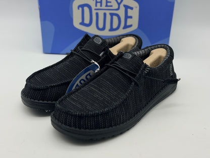 HEYDUDE Wally Stretch Sox - Chaussures pour Hommes - Baskets avec Semelles Confortables - Style Mocassin, Black/Black, 42