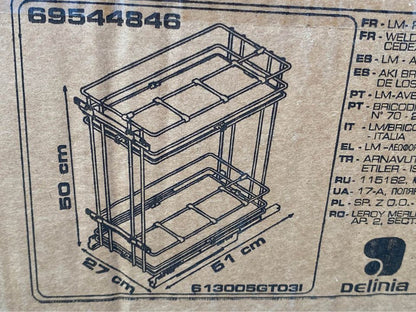 Rangement coulissant 2 paniers pour meuble l.30 cm (neuf)