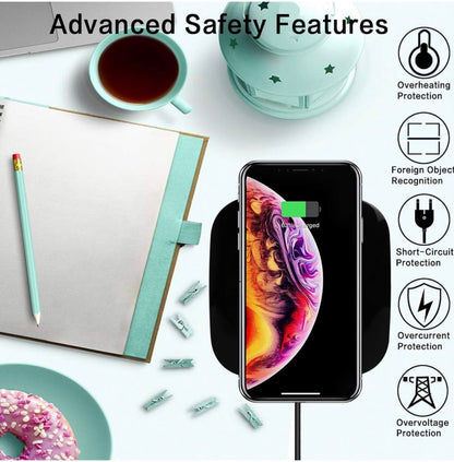 Chargeur sans fil 10W Qi Wireless Charge rapide Chargeur rapide Compatible avec X / 8 Plus/XS/XS MAX/XR, Samsung S10 /S10e /Note9 /S9 / S8 Plus /S8-Noir