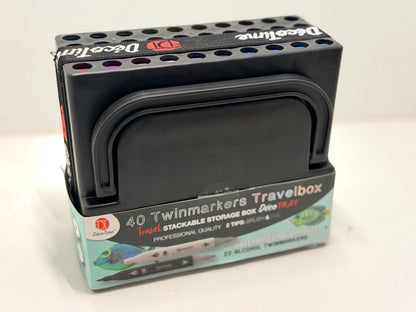 Lot de 40 marqueurs permanents à double pointe à alcool avec plateau de rangement pour adultes - Marqueurs de qualité artistique à séchage rapide - Pointe fine et pinceau pour dessin, mélange