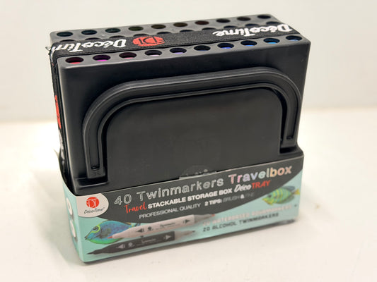 Lot de 40 marqueurs permanents à double pointe à alcool avec plateau de rangement pour adultes - Marqueurs de qualité artistique à séchage rapide - Pointe fine et pinceau pour dessin, mélange