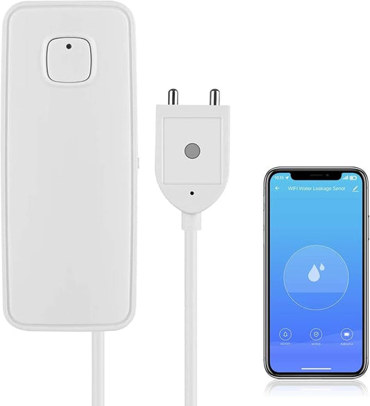 AGSHome Détecteur d'eau WLAN Alarme d'eau, alarme de fuite APP, fonctionne avec l'application SmartLife, fonctionnement sur batterie, pour machine à laver, salle de bain et cave
