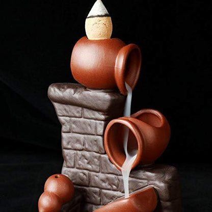 Porte-encens Citrouille Marron, Porte-encens en céramique avec 20 cônes d'encens à refoulement, refoulement d'encens pour brûleur d'encens à refoulement