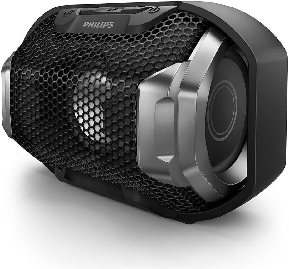 Philips Audio Enceinte Bluetooth portable SB300B/00 (Basses volumineuses, Bluetooth, lumière multicolore, fonction mains-libres, anti-chocs et étanche) Noir
