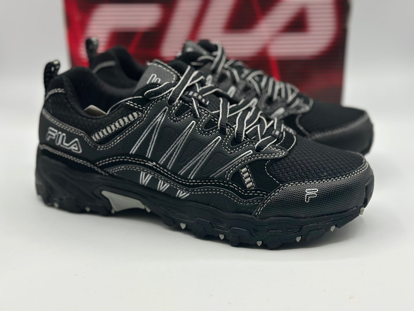 Fila Men's Memory at Peak Steel Toe Trail Runner, Black/Metallic Silver, T38