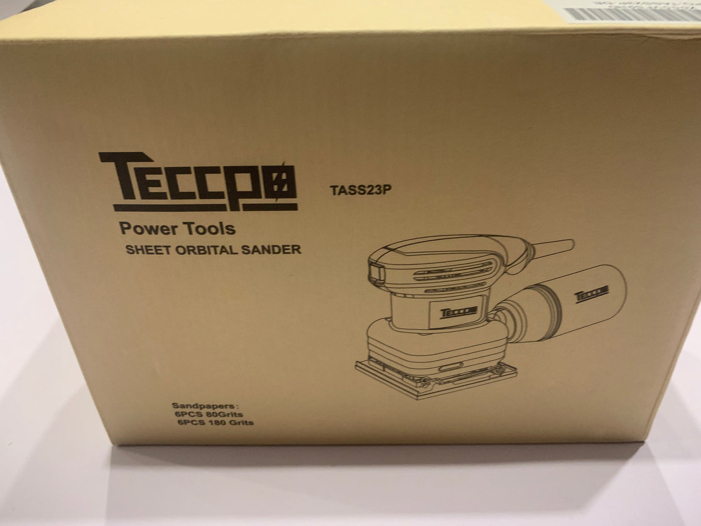 Ponceuses de Détail, TECCPO Ponceuse Vibrante 210W 14500 RPM, Moteur en Cuivre Fin, 12pcs Papiers de Verre, Surface Orbite 105x114mm, avec Sac de Poussière Recyclable