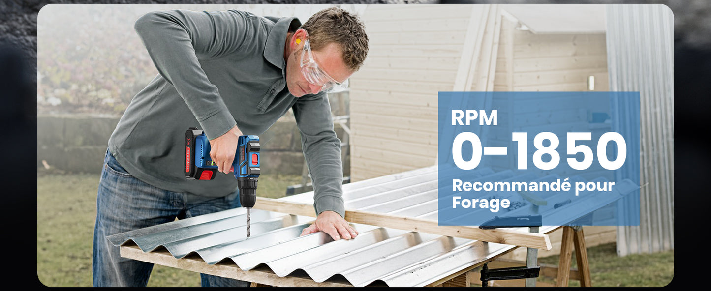 Perceuse Visseuse Sans Fil, 20V brushless avec 2 Batteries + chargeur 25 Accessoires neuves