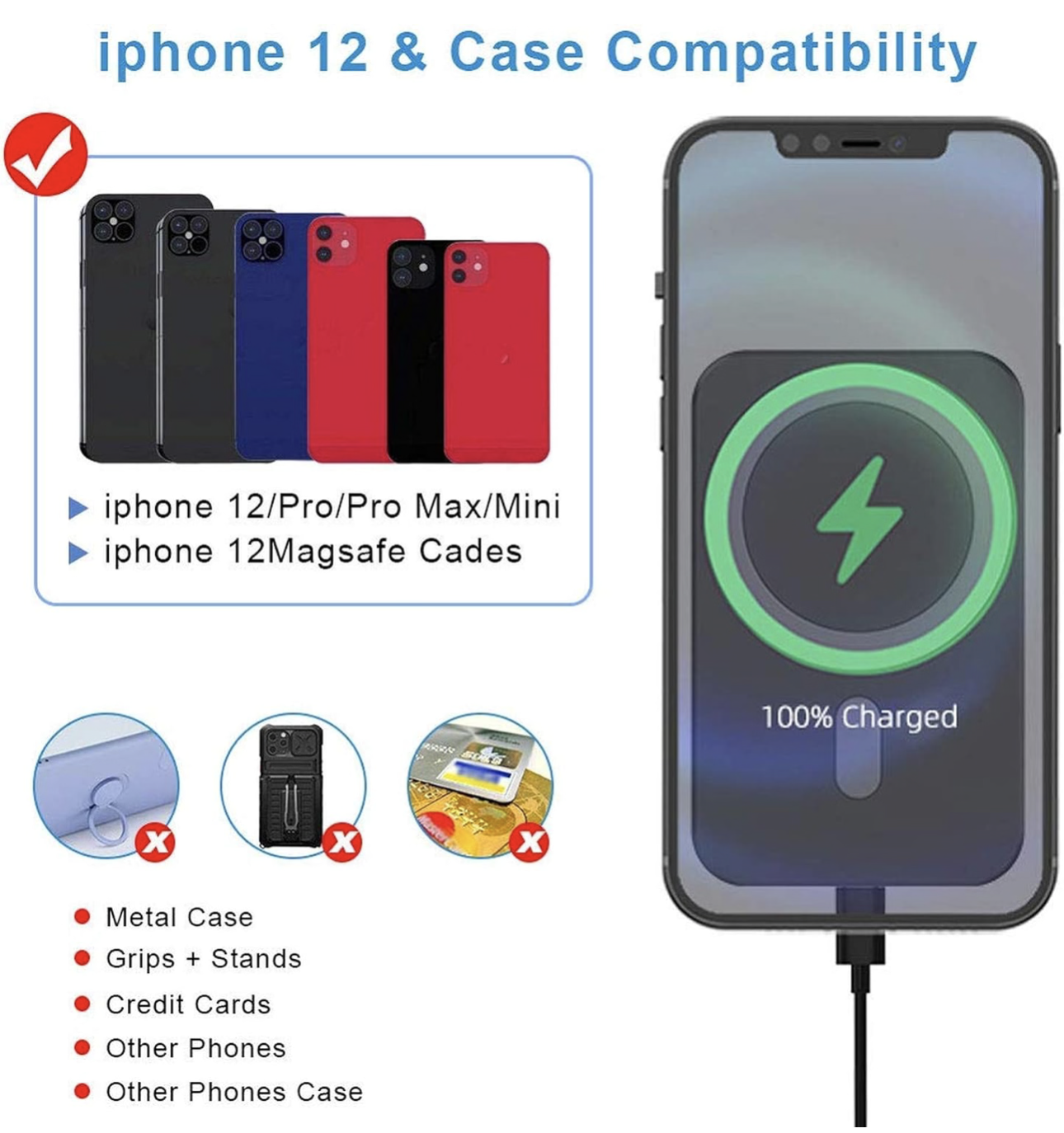 Support Magsafe 15W avec de Chargeur de Voiture sans Fil magnétique pour iPhone 13/12/14:15/16/17 Pro Max Mini avec Support de téléphone de Voiture Chargeur sans Fil à Charge Rapide