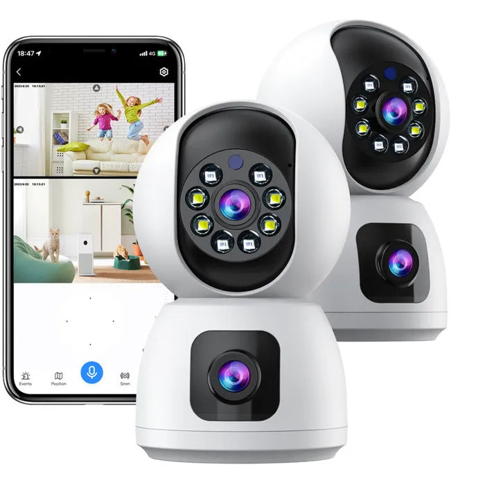Caméra Surveillance WiFi Sans Fil Interieur 2MP+2MP Double Objectif Babyphone neuve