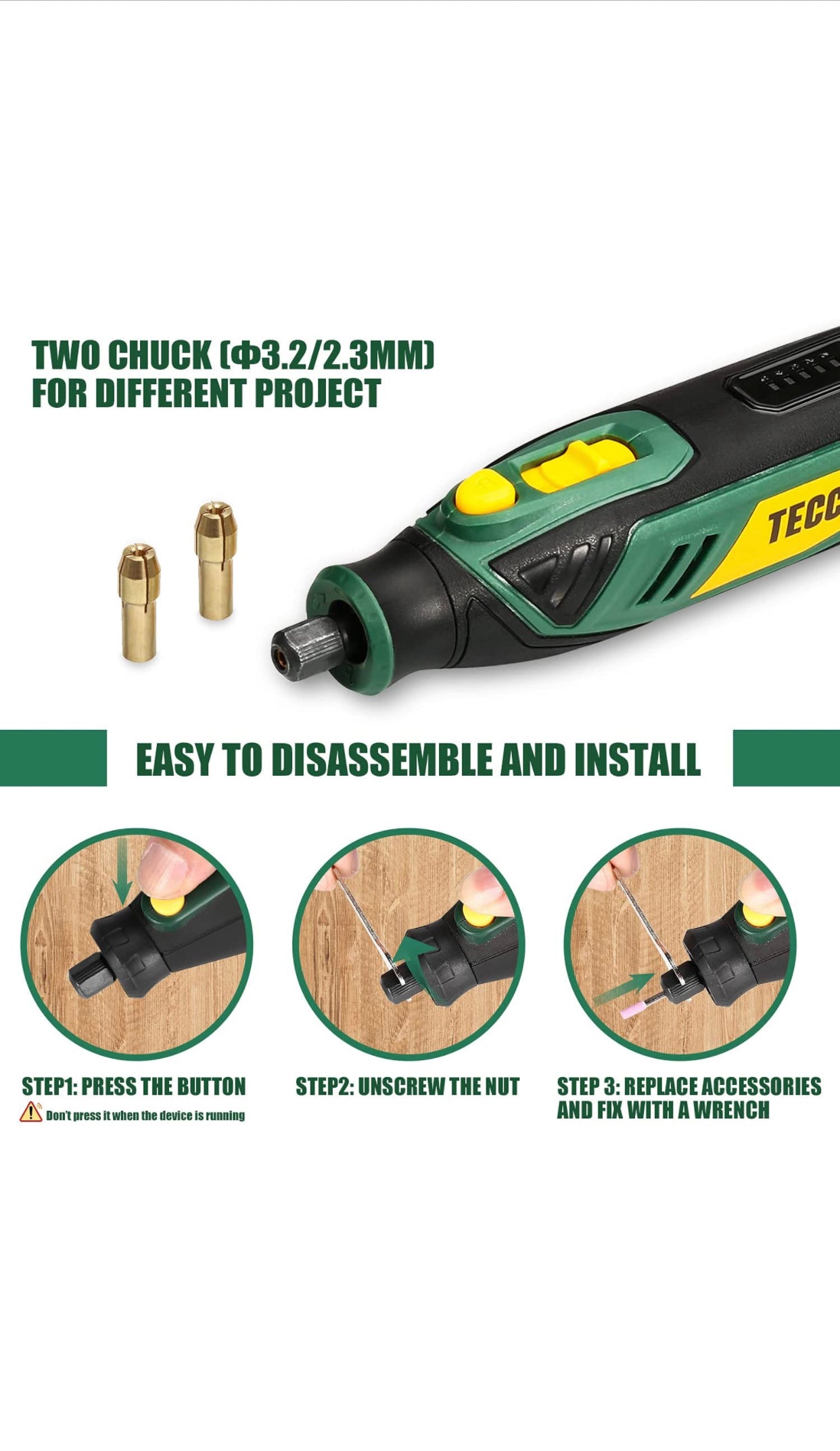 Outil Rotatif Multifonction, 4V Outil Rotatif Sans-fil 2.0Ah Batterie, 5-Vitesses, Type-C USB, neuve