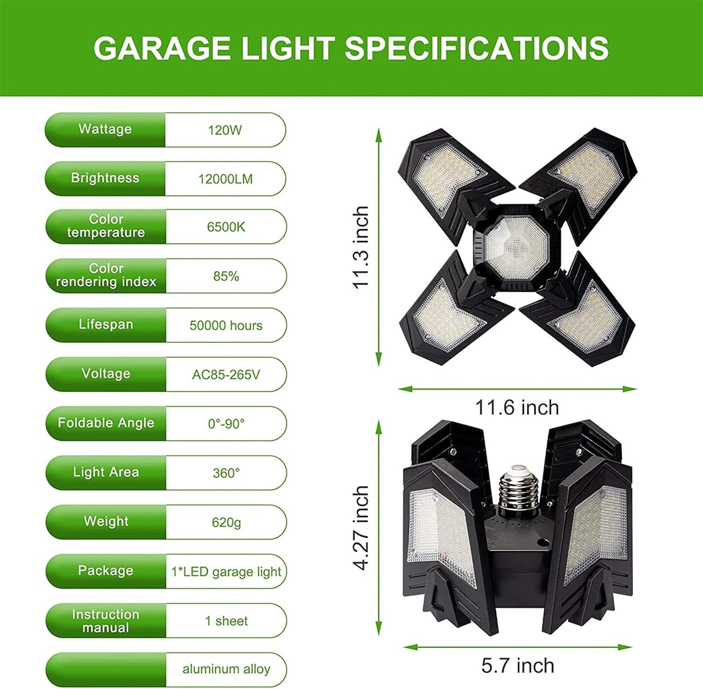 Luminaires de Garage à LED, 12000LM - 6500K Luminaire Garage, Éclairage Magasin Avec Panneaux Ajustables Multi Panneaux Position LED Plafond Lumineux Pour Garage Magasin Atelier Sous-sol Entrepôt