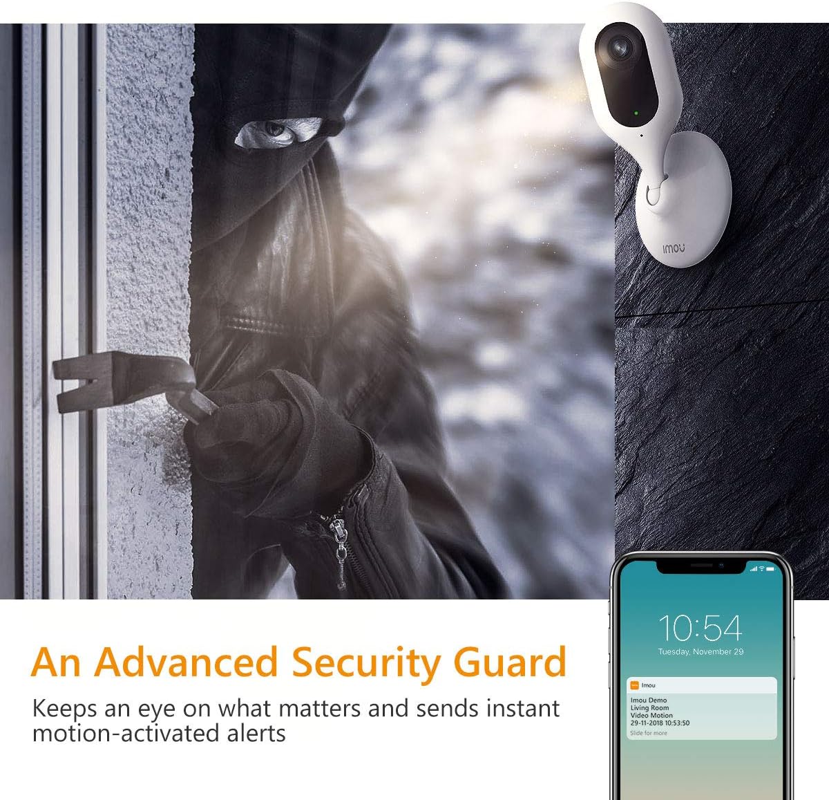 Imou Caméra IP sans Fil, 1080P WiFi Caméra Sécurité, Caméra Surveillance WiFi avec Détection de Mouvement, Audio Bidirectionnel et Vision Nocturne