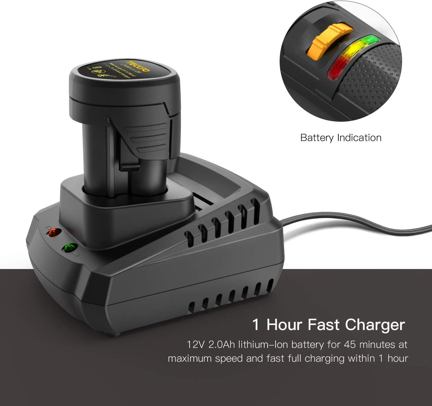 Outil rotatif sans fil, TECCPO 12 V avec mandrin sans clé à changement rapide, arbre flexible, 5 000 à 28 000 tr/min, 6 vitesses réglables, poignée auxiliaire, 80 accessoires.