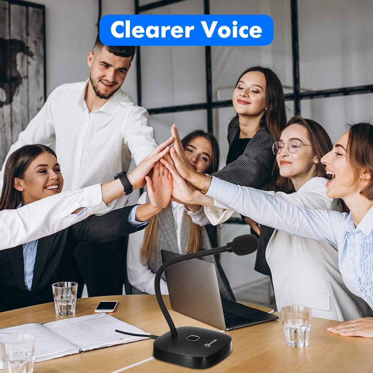 EIVOTOR Microphone PC USB Micro Computer Ordinateur Plug & Play Micro d'enregistrement avec Bouton Muet Compatible avec Mac, Windows 7/8/10, PS4 pour Discord, Youtube, Skype, Podcast, Conférence