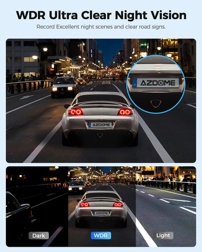 AZDOME PG17 4K Caméra de Tableau de Bord Miroir 12", caméra de rétroviseur WiFi avec caméra arrière étanche 1080P, Carte 64 Go Incluse, GPS, Vision Nocturne WDR, contrôle Vocal, Assistant de Conduite