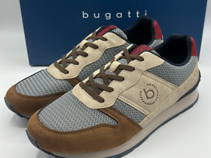 Baskets basses en mesh beige à semelle running semi-compensée à talon renforcé et lacets plats