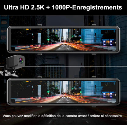 Dashcam de Voiture avec GPS, 2,5K Avant Arrière Ecran Tactile 12 Pouces 2560P Ultra HD neuve