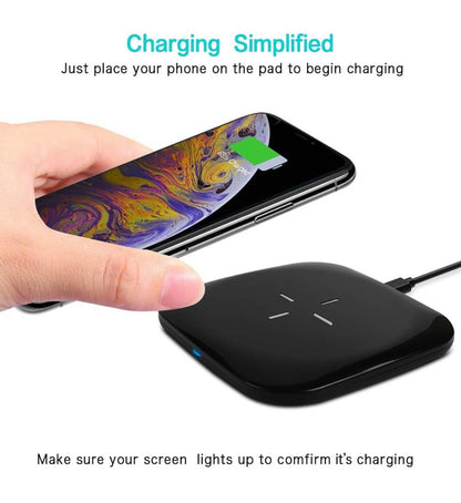 Chargeur sans fil 10W Qi Wireless Charge rapide Chargeur rapide Compatible avec X / 8 Plus/XS/XS MAX/XR, Samsung S10 /S10e /Note9 /S9 / S8 Plus /S8-Noir