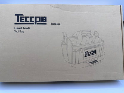 Sac a Outils, TECCPO Professional Sac Porte-outils 30 cm, Stockage Fort avec Base en Caoutchouc Resistant a lUsure, Bandouliere Reglable, Pognées en Caoutchouc, 16 Poches -