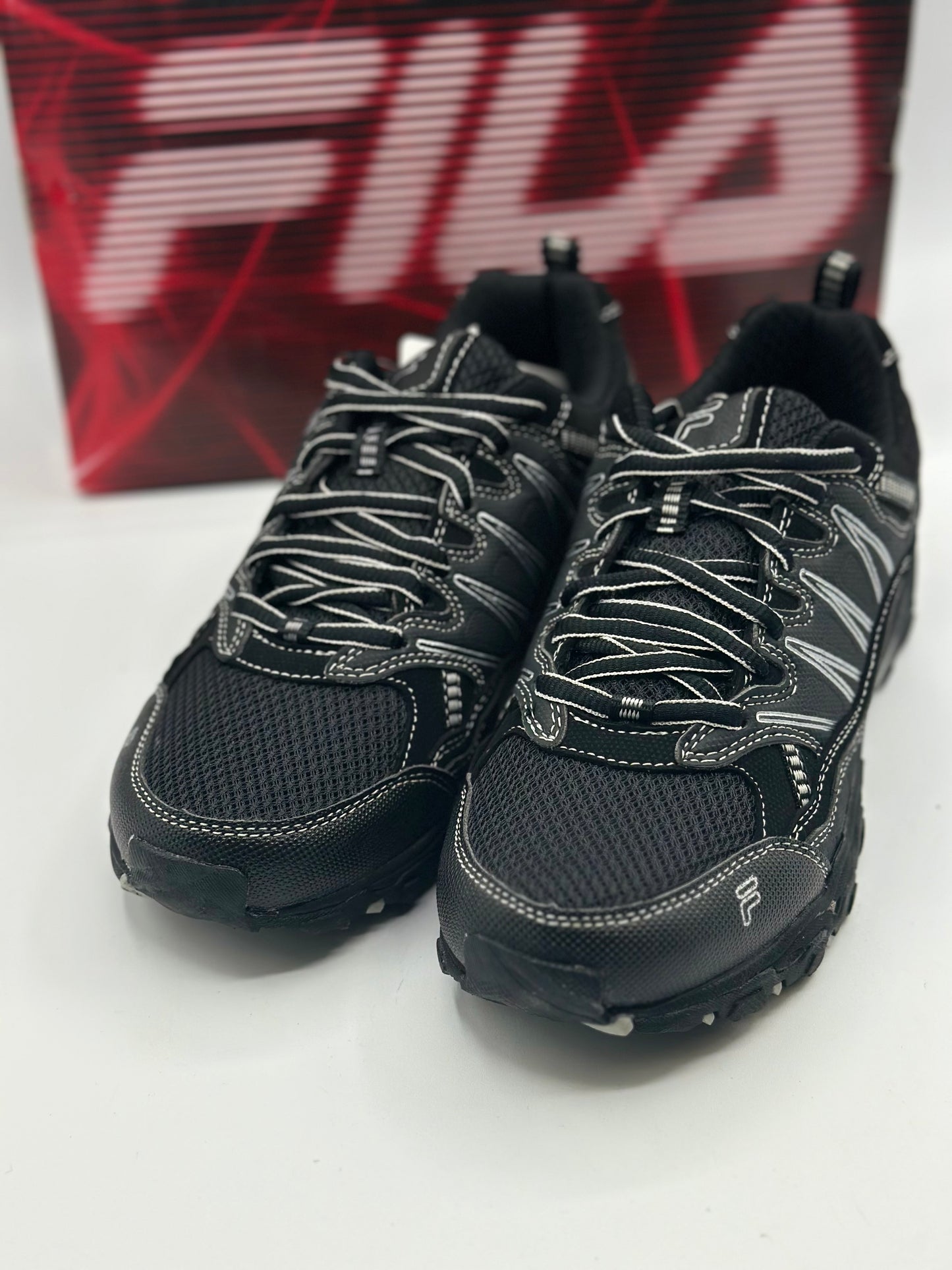 Fila Men's Memory at Peak Steel Toe Trail Runner, Black/Metallic Silver, T38