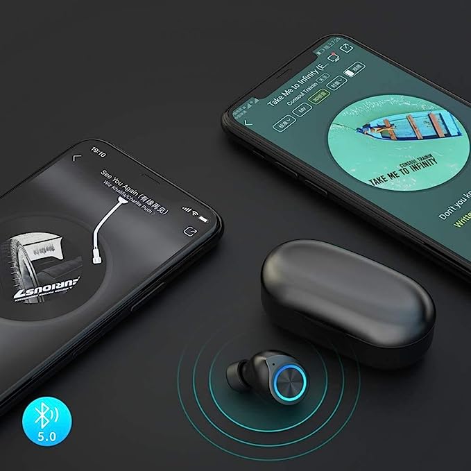 Écouteurs Bluetooth sans Fil 5.0 Réduction du Bruit Sports pour iOS Android Noir neuves