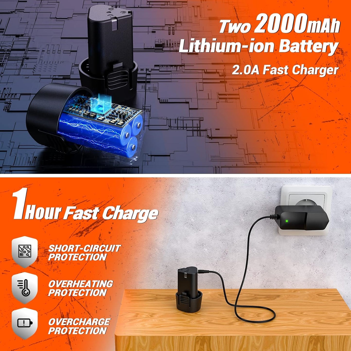 Perceuse Visseuse Devisseuse Sans Fil 12V, avec 2 Batteries et 25 Accessoires, 25Nm neuve