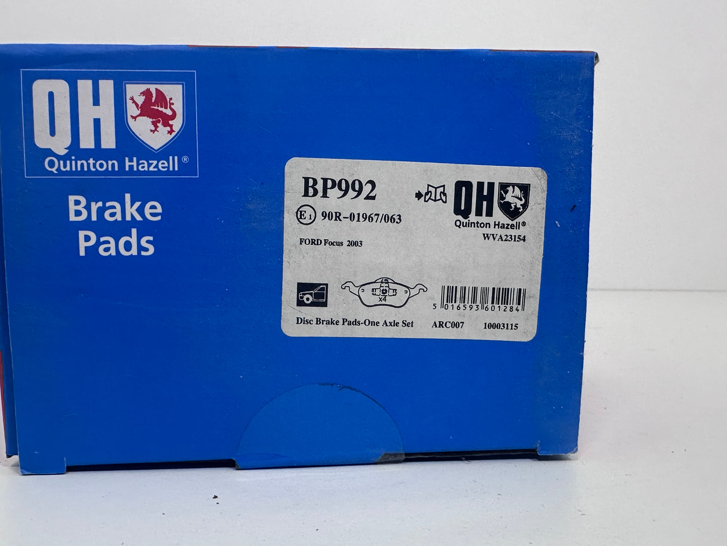 QUINTON HAZELL BP992 Plaquettes de frein pour FORD FOCUS
contact de signal d'usure exclu
Réf.: BP992
EAN: 5016593601284 pour ford