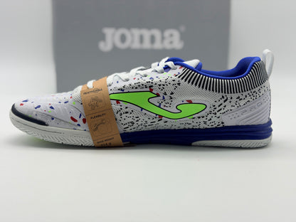 Chaussures de futsal JOMA TACTICO IN - BLANC BLEU/JAUNE FLUO