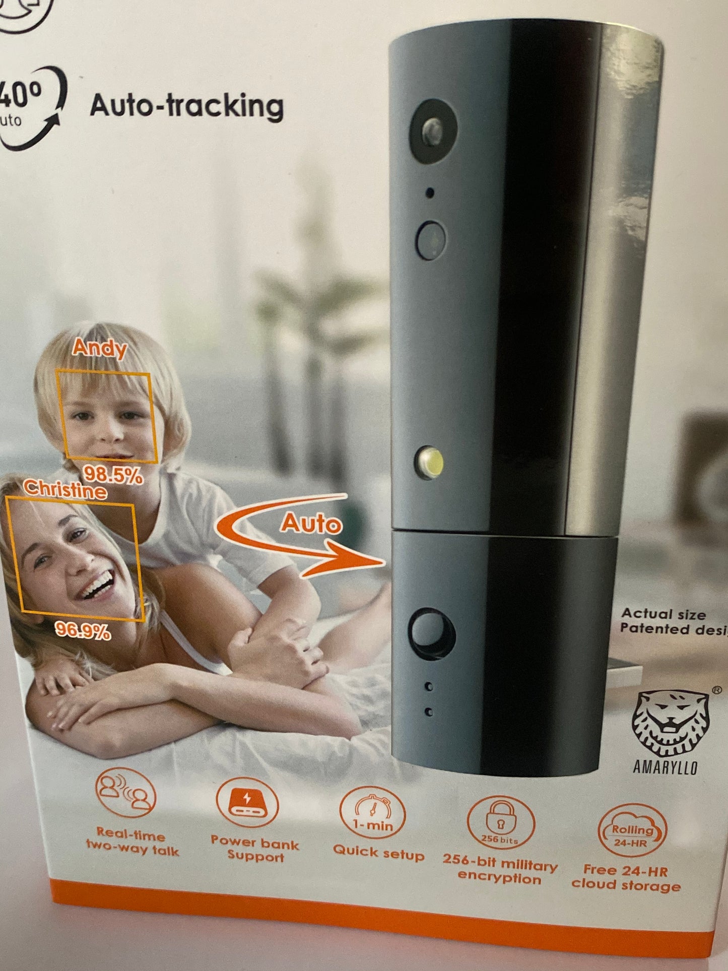 Camera de surveillance ultra intelligente Amaryllo HD Patio Blanc et noir détection du bruit