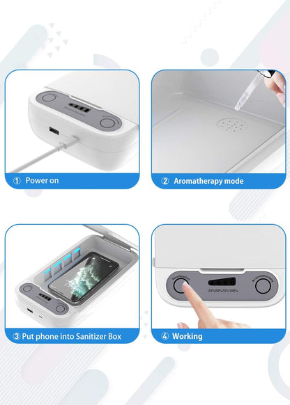 UV Stérilisateur, Smartphone Portable uvc stérilisateur, avec le nettoyant aromathérapie Cellphone fonction, Convient pour iPhone Android Devices Brosse à dents Bijoux Montre