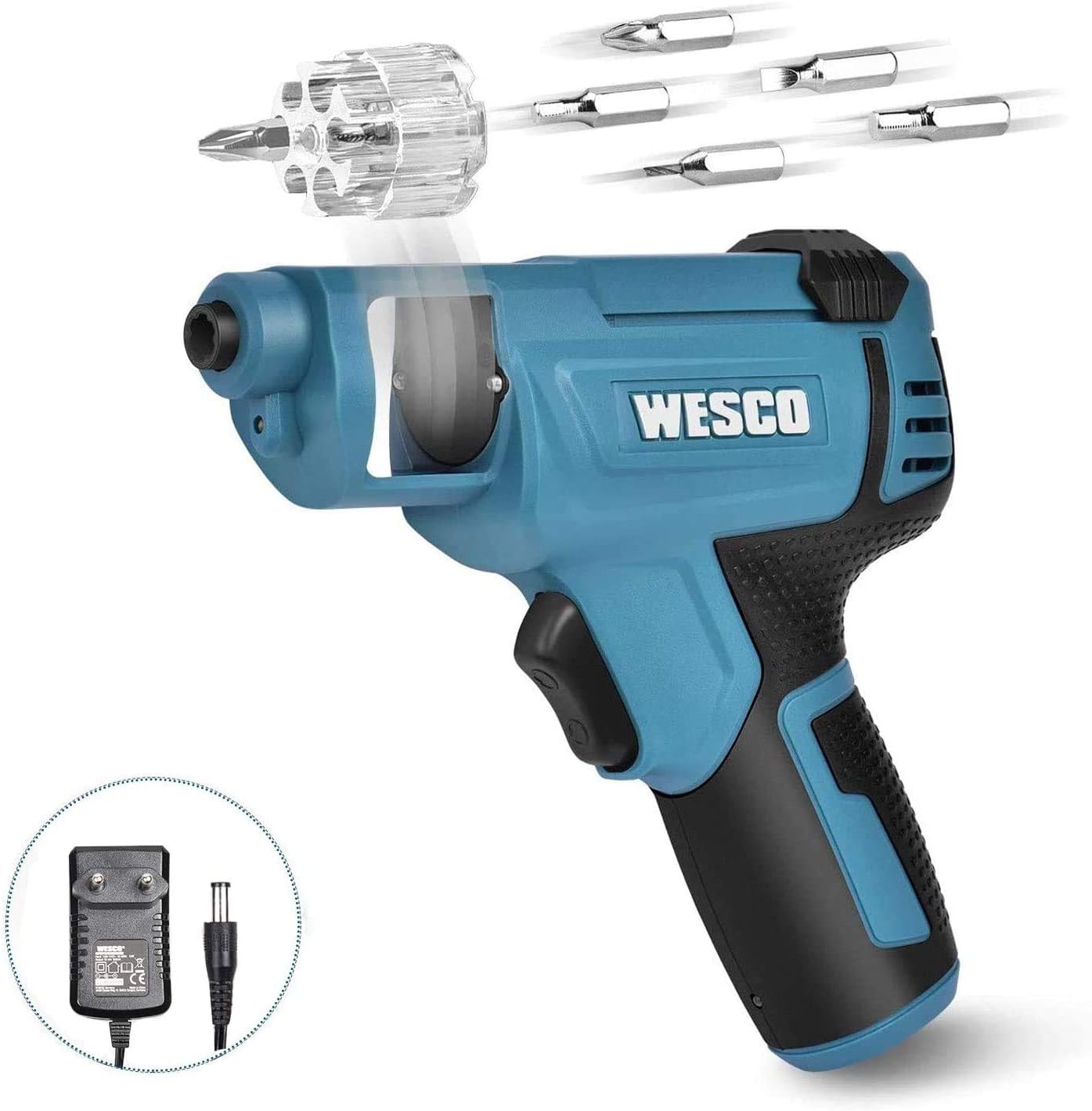 WESCO Tournevis Electrique, Visseuse sans Fil 3.6V Batterie Li-ion 1500mAh avec 6pcs Embouts de Vissage, Petit Léger, LED lumière, Changement de Embouts Pratique WS2013