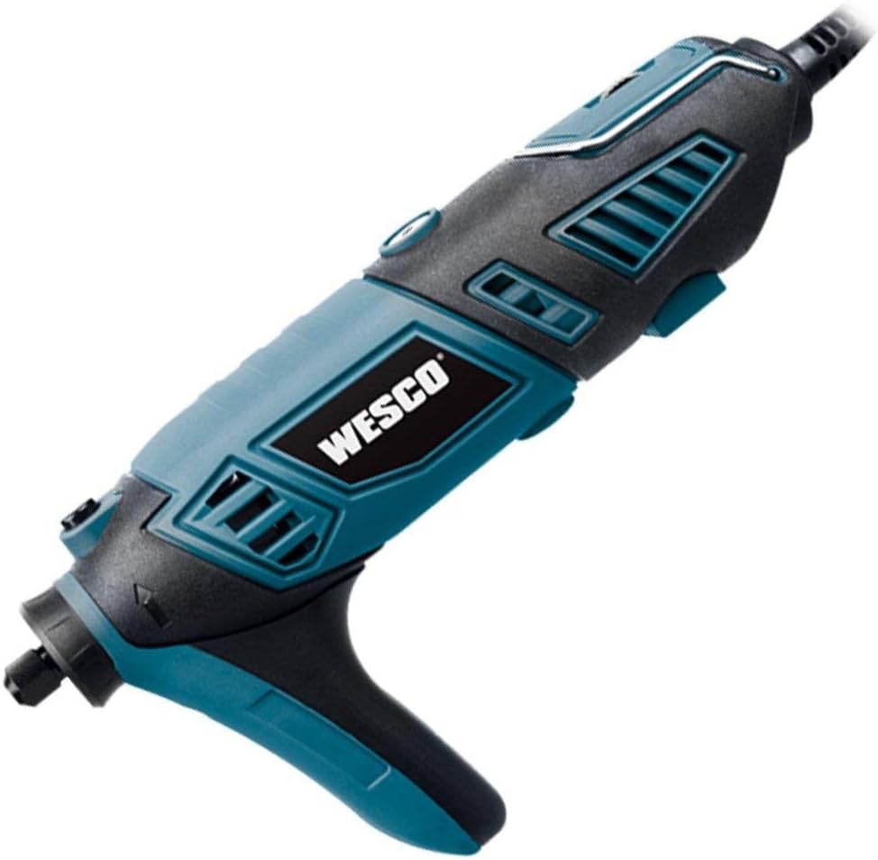 WESCO - WS3113KU.1 Kit d'outils rotatifs, 7 vitesses variables, 82 accessoires, 35 000 tr/min, arbre extensible, bloc sans clé, pour sculpter, polir, couper, graver
