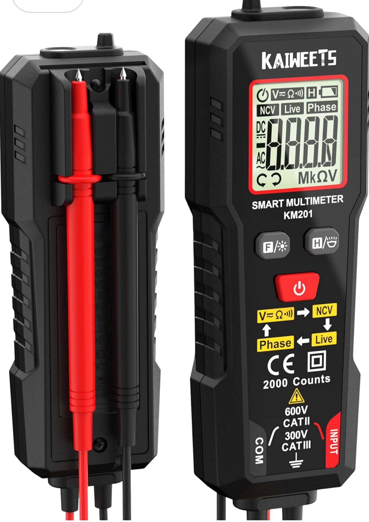 Multimètre Numérique, Multimètre Auto, Mesure Intelligente, Multimètre Professionnel, Testeur Electrique, Voltmetre, Mesure de Tension CA/CC, Résistance, Continuité et Séquence de Phase