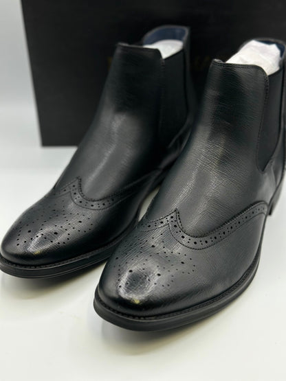 Bruno Marc Men Chelsea Boots Brogue en cuir Bottes de cheville Bottes Slip Boots