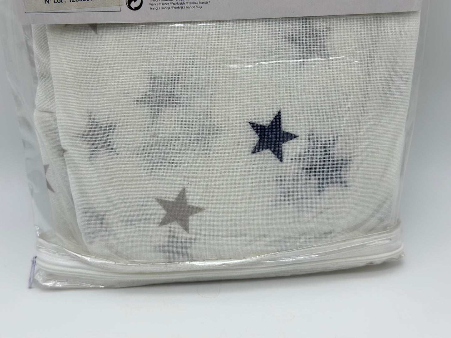 Voilage tamisant, Stars bleu et blanc l.135 x H.260 cm