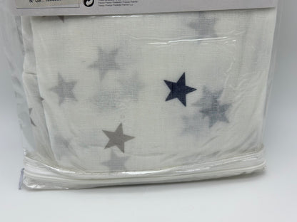 Voilage tamisant, Stars bleu et blanc l.135 x H.260 cm