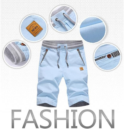 Short d'été décontracté en coton pour homme avec taille élastique et poches
Taille: S bleu