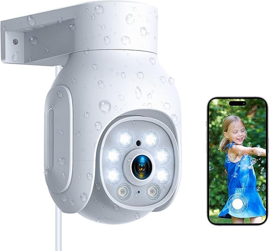 2k CaméRa Surveillance WiFi ExtéRieure Ptz CaméRa IP Exterieur,Vision Nocturne Couleur,DéTection De Mouvement, Audio Bidirectionnel,éTanche Ip66,CaméRa IP 360° sans Fil éTanche