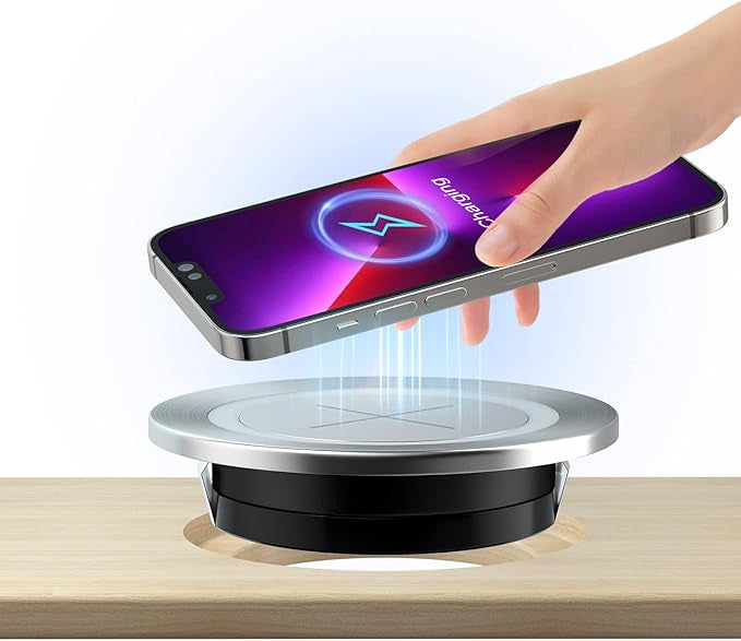 Chargeur sans Fil Qi pour Les Meubles incorporés Les appareils compatibles Qi avec Un diamètre de 60mm 2.36" Trou d'insertion intégré dans Le Bureau