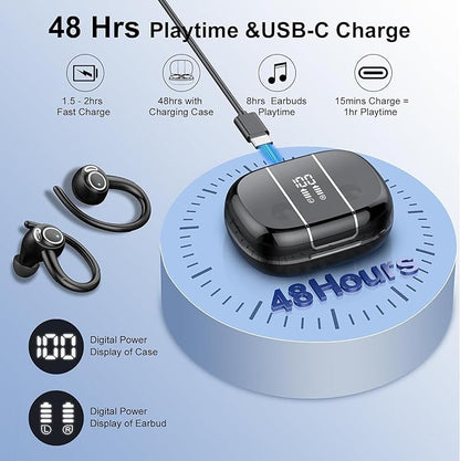 Écouteurs Bluetooth 5.3 Hi-FI Stéréo, 48H Ecouteur sans Fil Sport avec Antibruit CVC8.0 neuves
