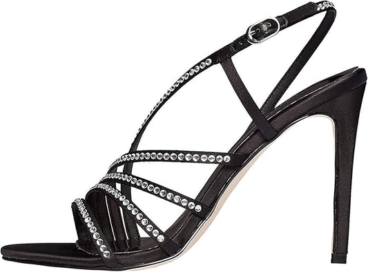 FIND Assymetric Embellished Sandal Bout Ouvert, Noir (Black), 39 EU - Amazon Vine
