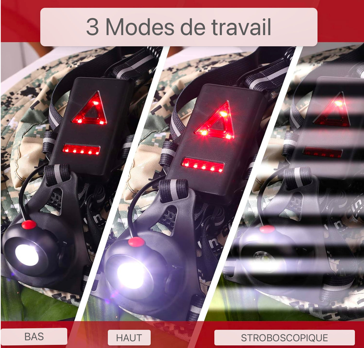 Lampe Feu de position, USB Rechargeable LED Course à pied Lamp Sport avec 120° Réglable Light, Imperméable Security Avertissement Lumière pour la course à pied, le Camping, la Randonnée, Ourdoor Adventure