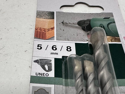 Bosch Accessories 2609256908 Set de 3 forets à béton SDS-Quick pour Perforateur UNEO Diamètre 5-6-8 mm Noir