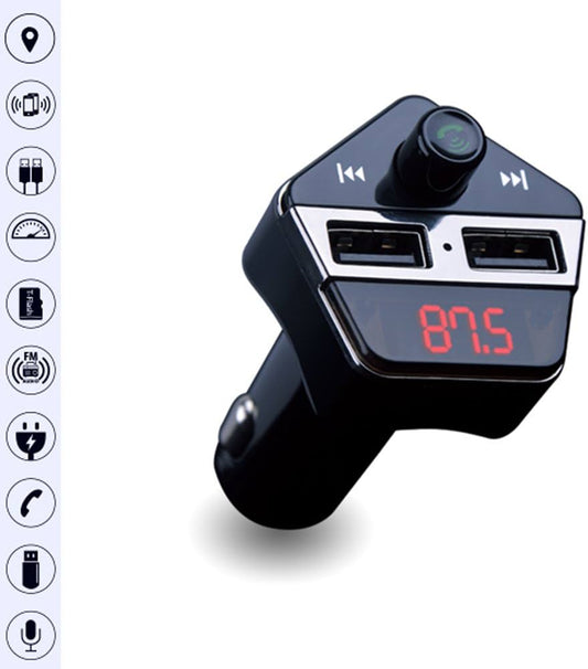 Émetteur FM Bluetooth, adaptateur radio multifonctionnel pour voiture avec double port de charge USB 5 V CC/2,5 A